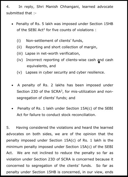 A screenshot excerpt from the SAT order dated December 3, 2025, detailing the tribunal's final directions and penalty reduction for Abhipra Capital.