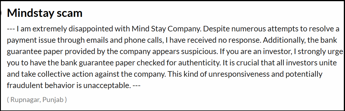 mindspace asset management investment scam