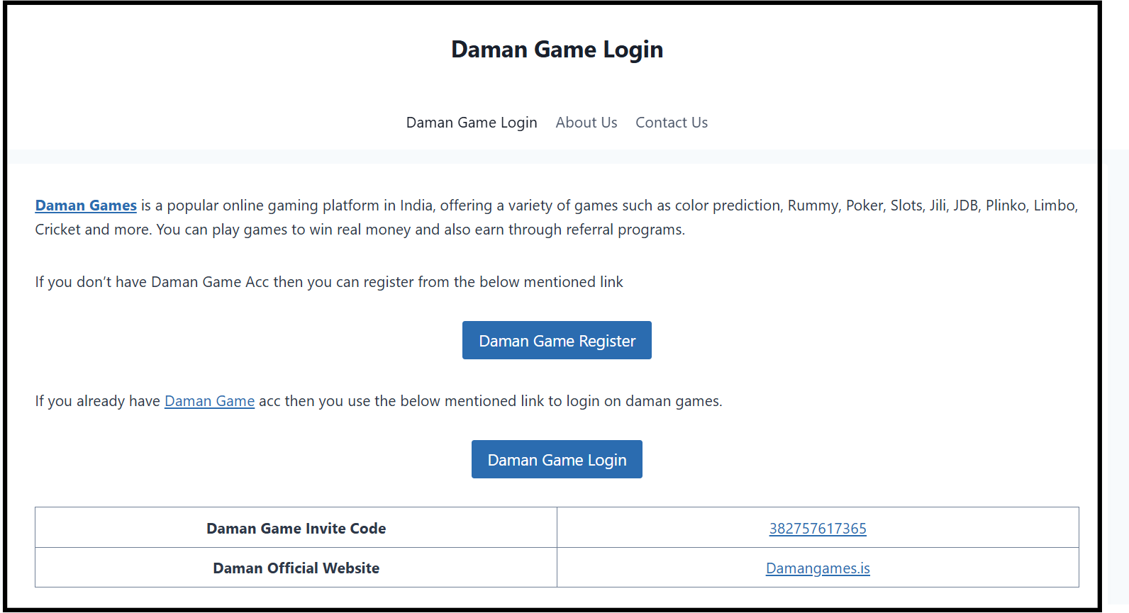 daman game login online 