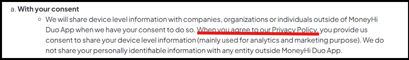 how moneyhi duo handles user data