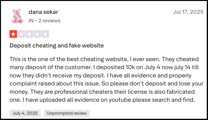 66 lottery deposit complaints