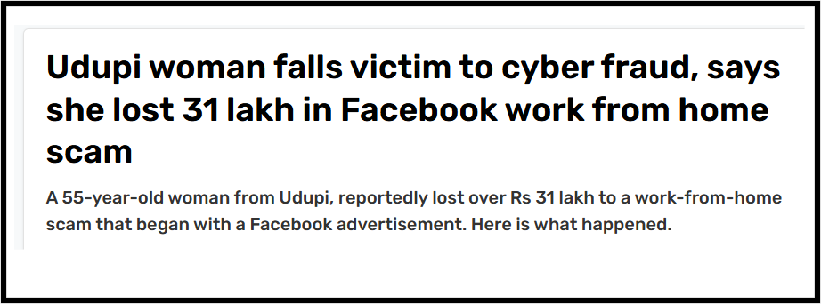 facebook scam of work from home fraud