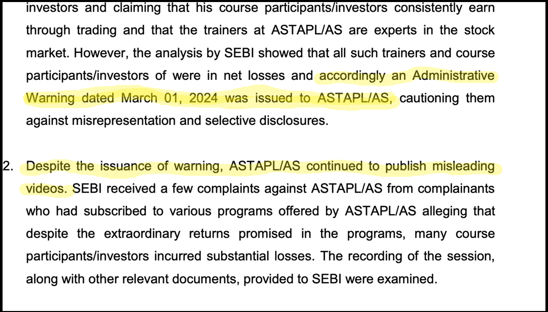 sebi warning to Avadhut Sathe