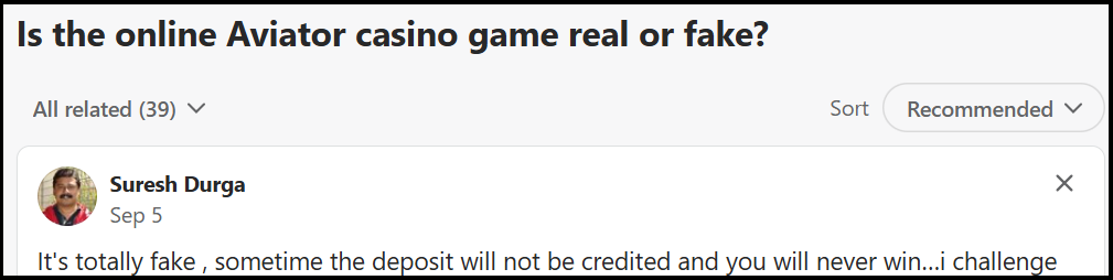 aviator game deposit complaints