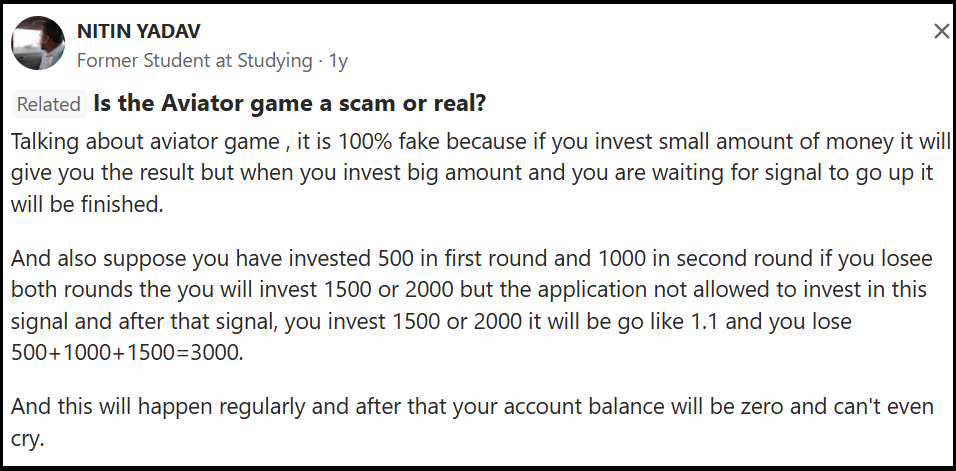 aviator game loss manipulation complaints