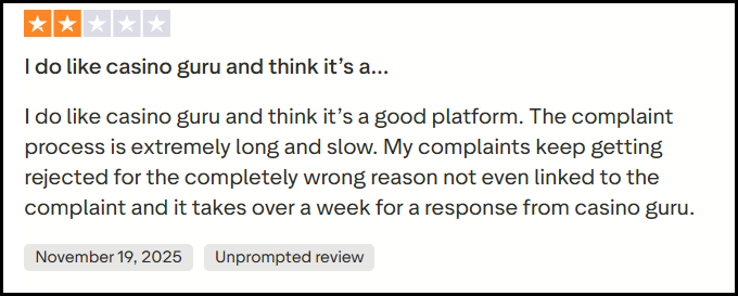 casino guru reviewer complaints