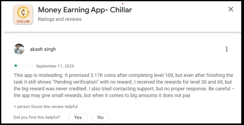chillar app withdrawal issues