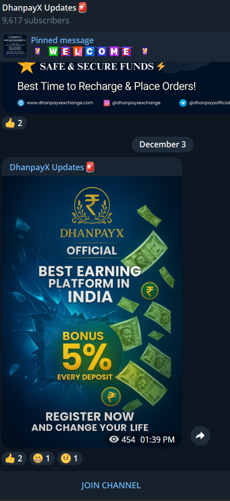 dhanpayx telegram channel