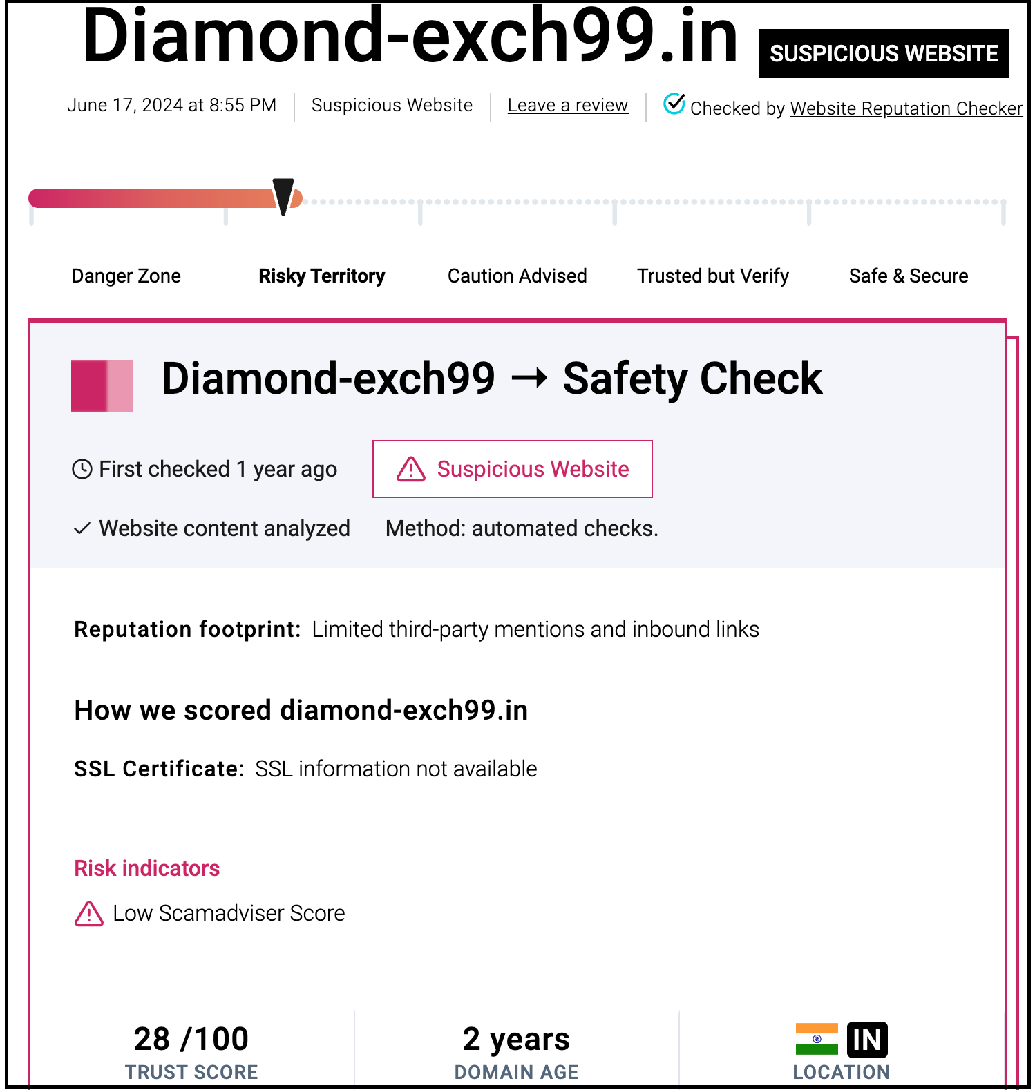 diamond exchange 99 security scanner domain rating