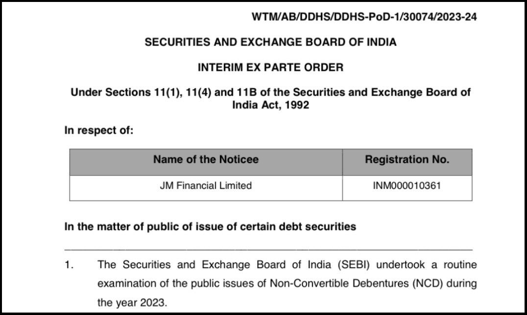 ex parte order against jm financial complaints