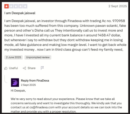 finadexa app user complaint