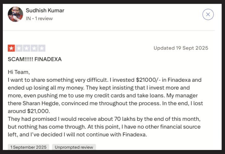 finadexa user complaint