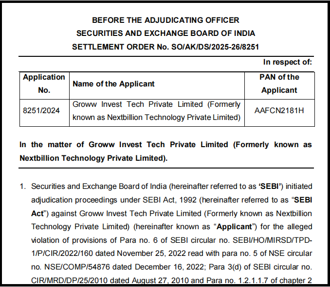groww app settlement for tech failure lapse