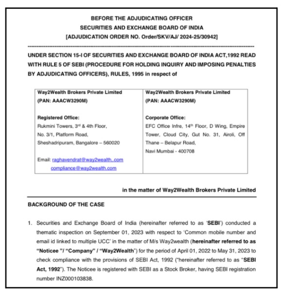 SEBI Orders Against Way2Wealth