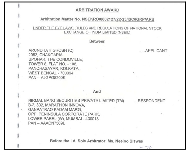 Nirmal Bang Arbitrations