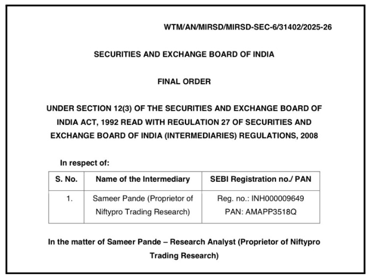order against Sameer Pandey