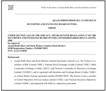 order in the matter of Anand Rathi