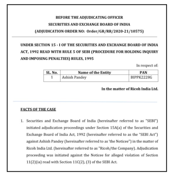 SEBI Orders Regarding Ashish Pandey