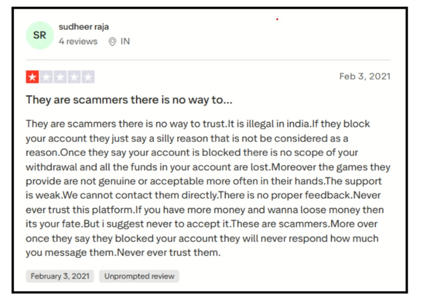 Fiewin user complaint