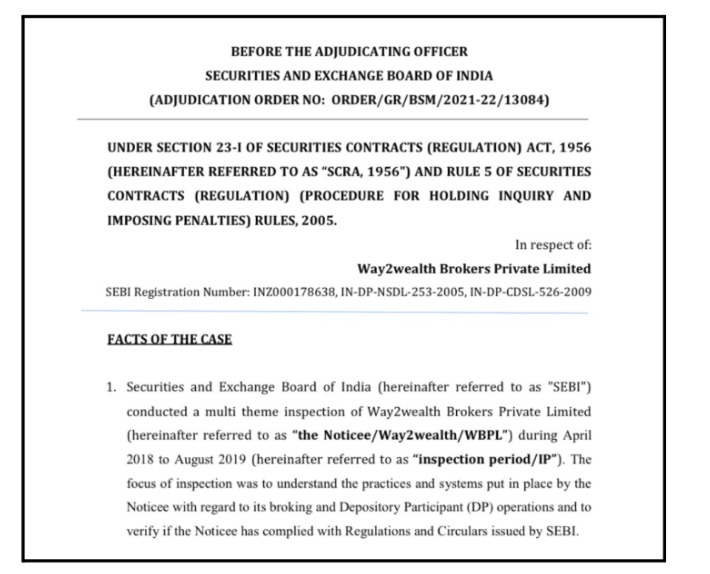 INR 3,00,000 Penalty on Way2Wealth