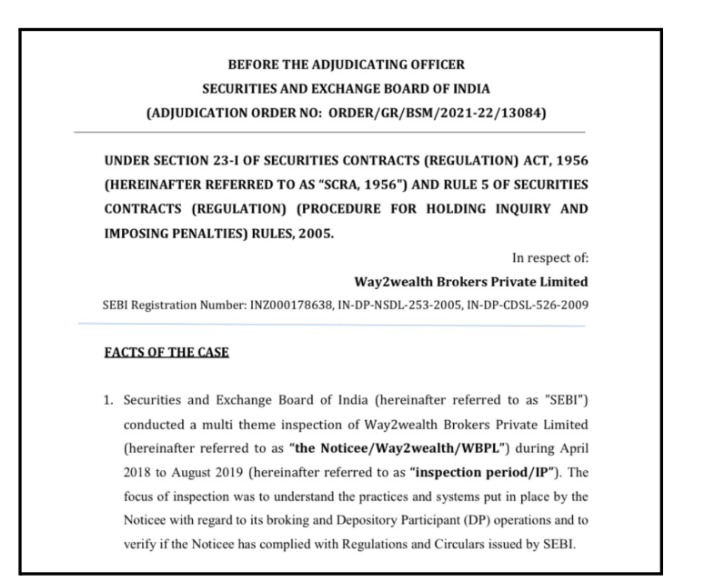 INR 3,00,000 Penalty on Way2Wealth