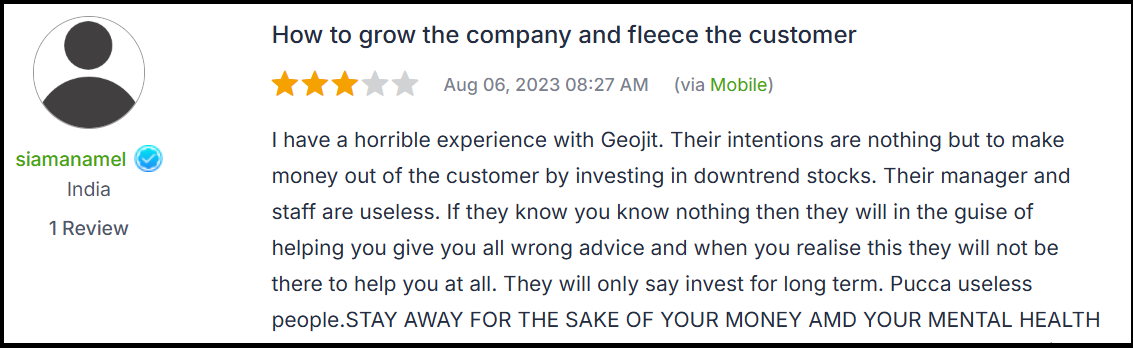 geojit user complaints