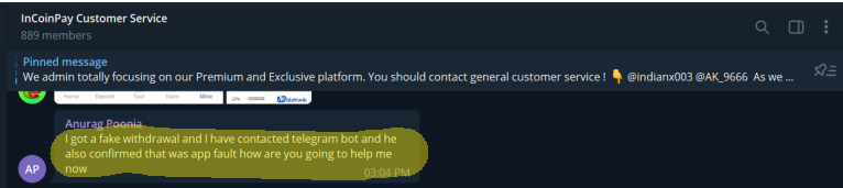 incoinpay app complaints