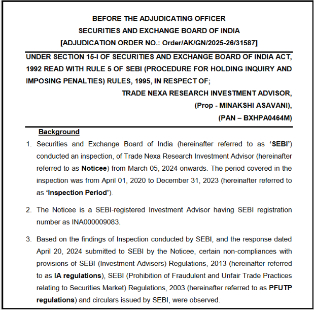 trade nexa research SEBI order