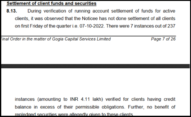 Gogia Capital failed to settle running accounts