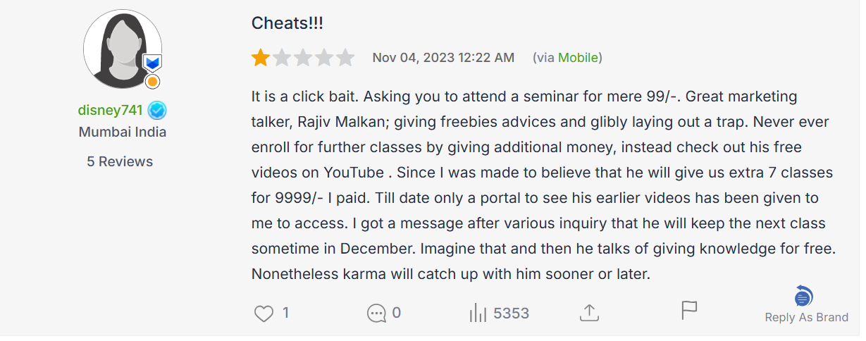 vishal malkan user reviews 2