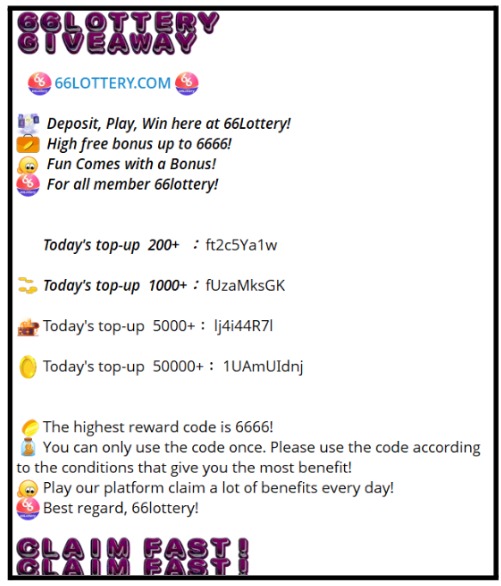 66 Lottery telegram channel deposit trap