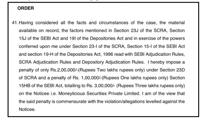 SEBI Orders against Moneylicious