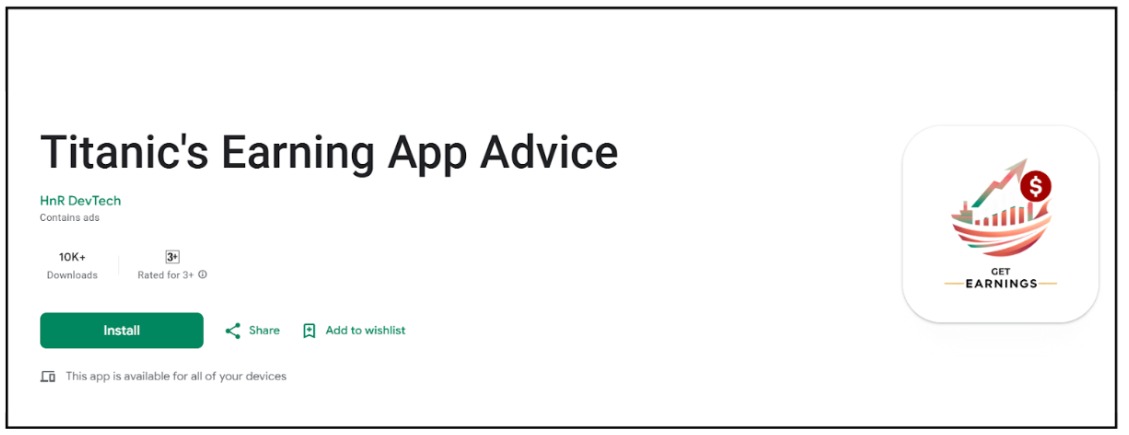 Titanic Earning App Advice