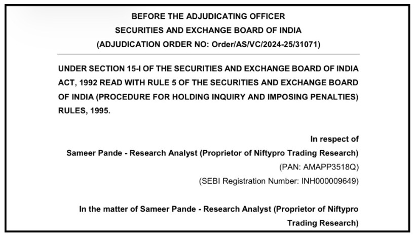 SEBI Orders Against Nifty Pro