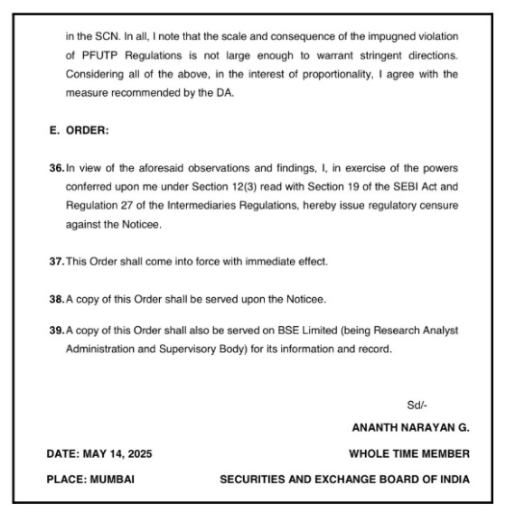 final regulatory against Sameer Pandey