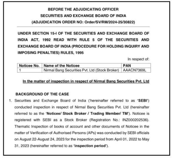SEBI Orders against Nirmal Bang
