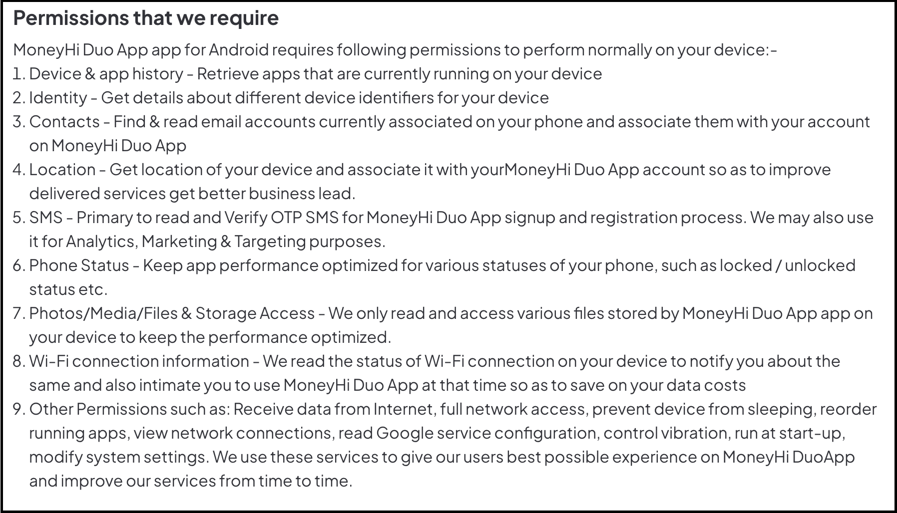 moneyhi duo app permissions to install