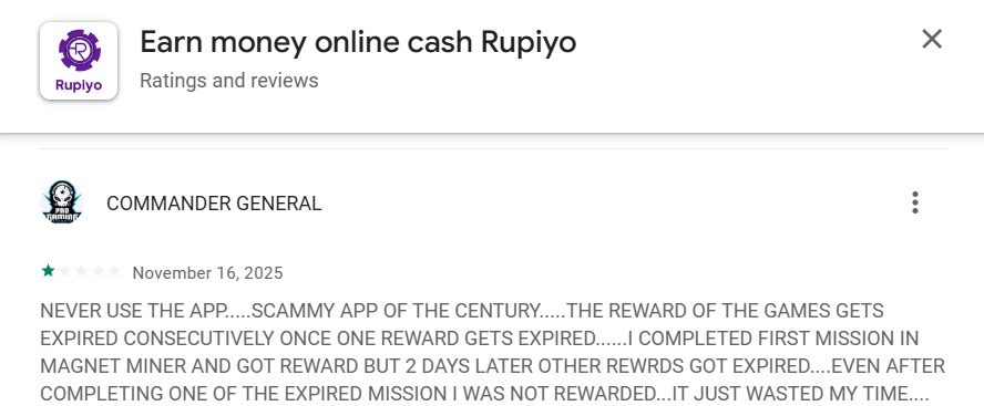 rupiyo app user complaint