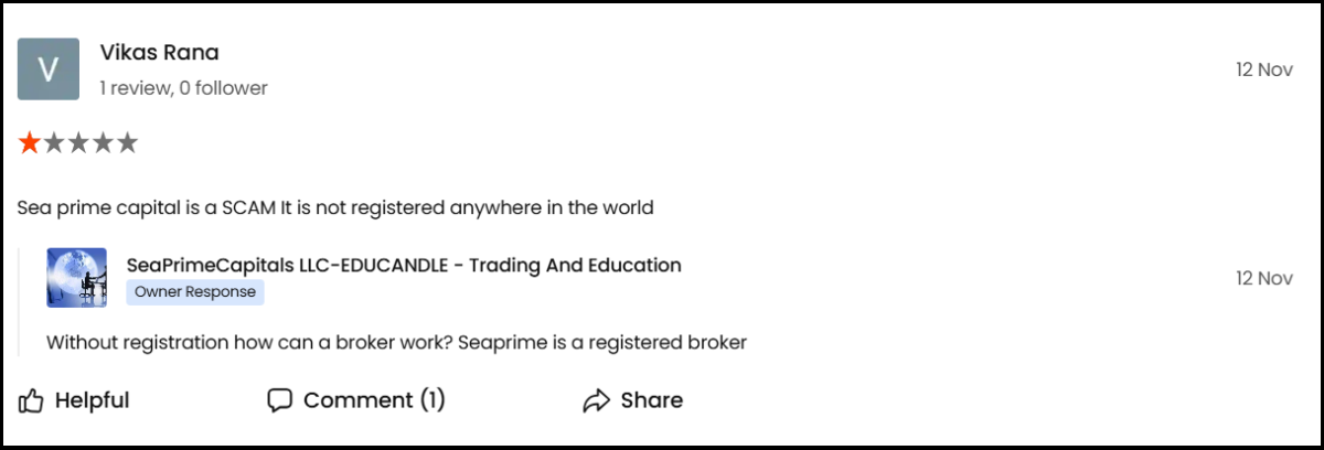 seaprime capital rating and reviews