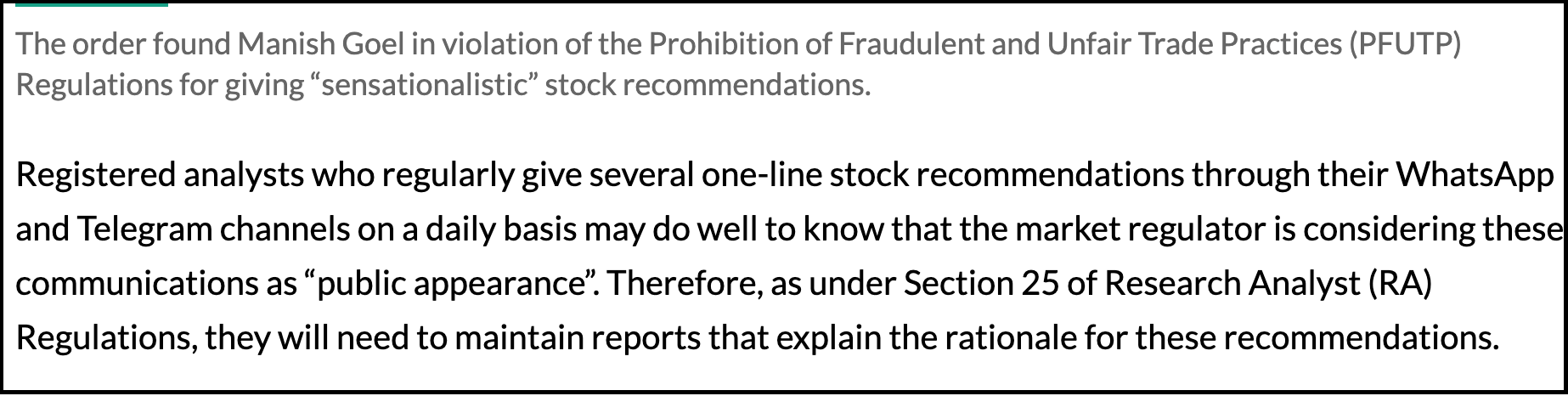 sebi against manish goel whatsapp telegram broadcasts