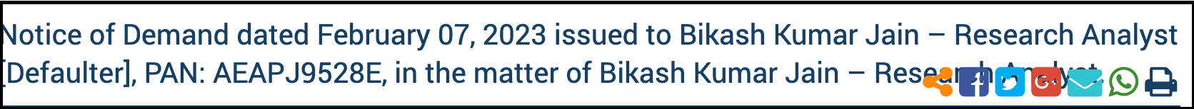 sebi defaulter notice agianst bikash kumar jain