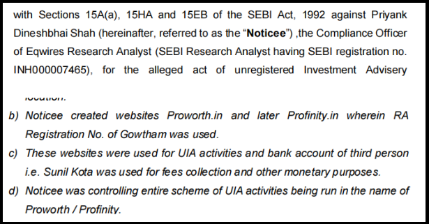 sebi order against eqwires compliance