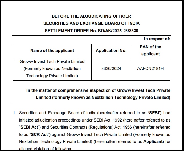 sebi orders against groww app