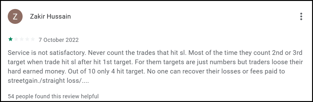 streetgains hidden stop loss trades complaint