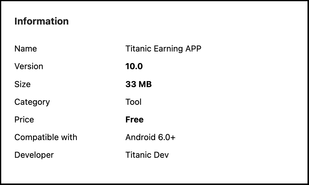 titanic earning app info & review