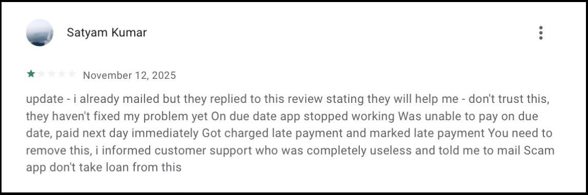 true balance loan app complaints