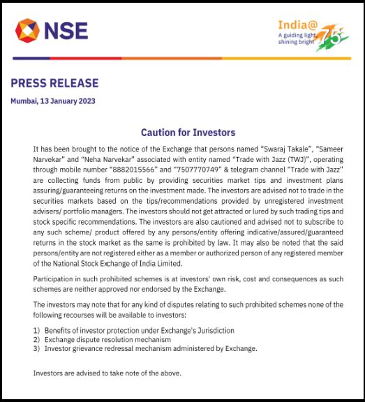 twj scam nse warning