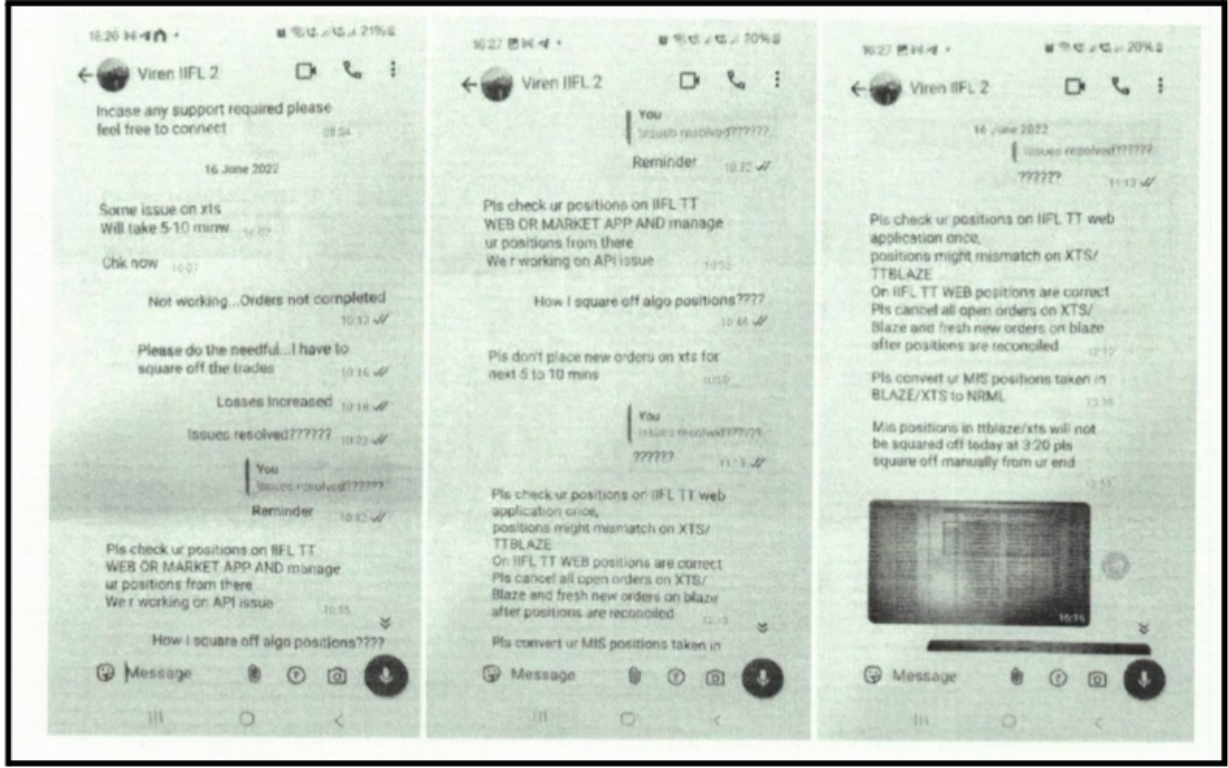 screenshots of chats