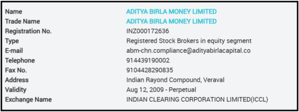 Aditya Birla Money Details