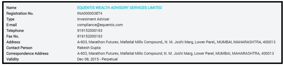 equentis sebi registered